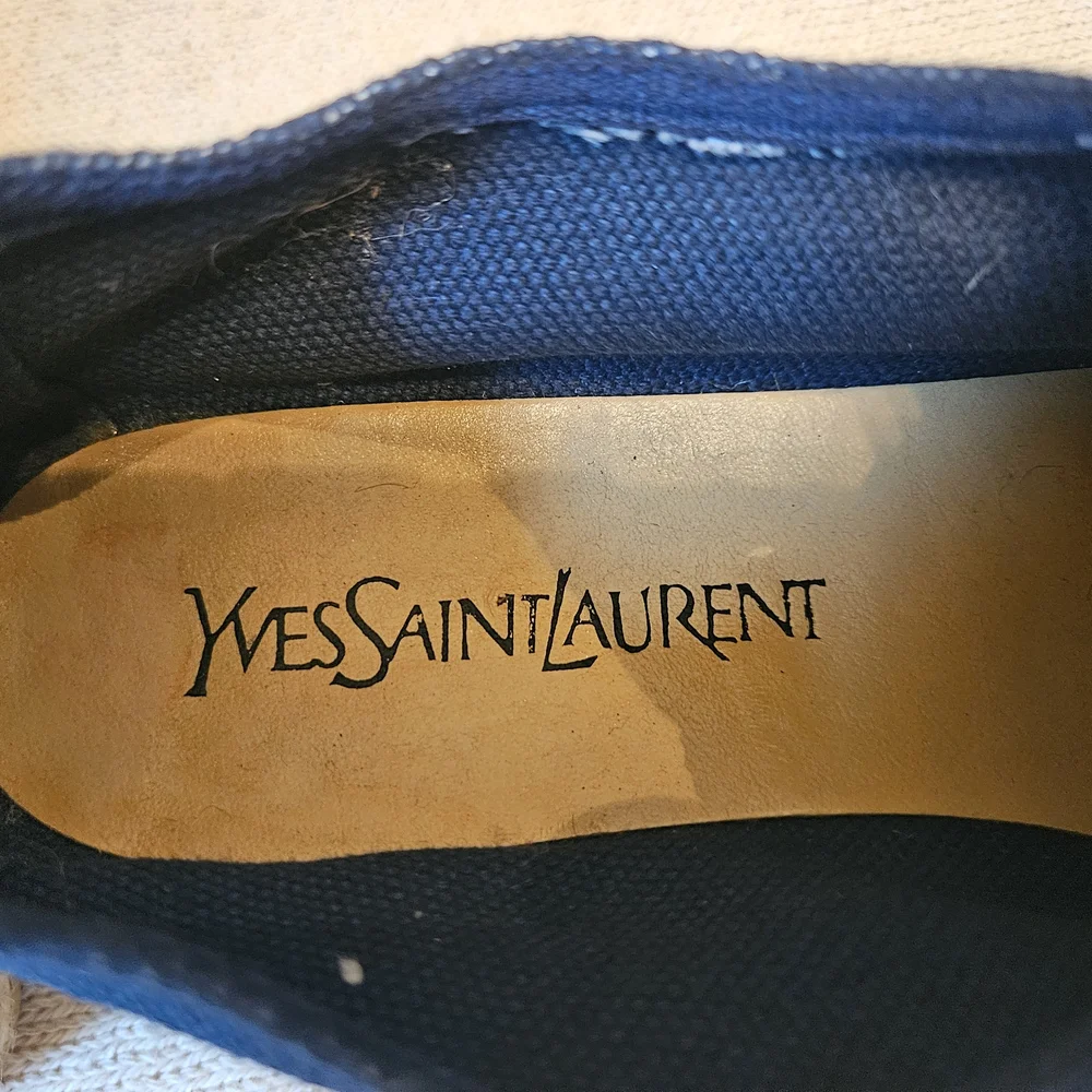 Yves Saint Laurent Navy Laced Canvas Espadrilles